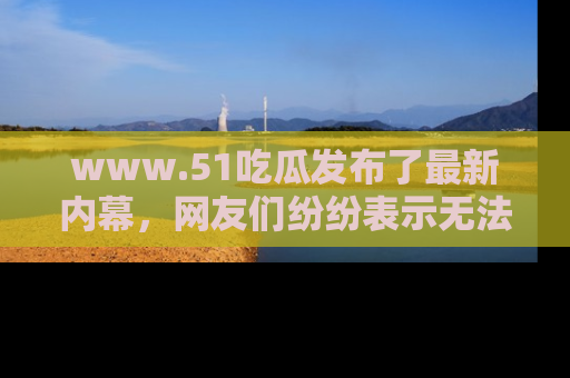 www.51吃瓜发布了最新内幕，网友们纷纷表示无法接受！